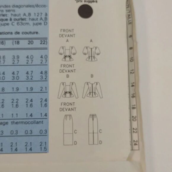 Butterick 4775 Top, Skirt Size: 6-8-10 Uncut Sewing Pattern - Picture 5 of 6